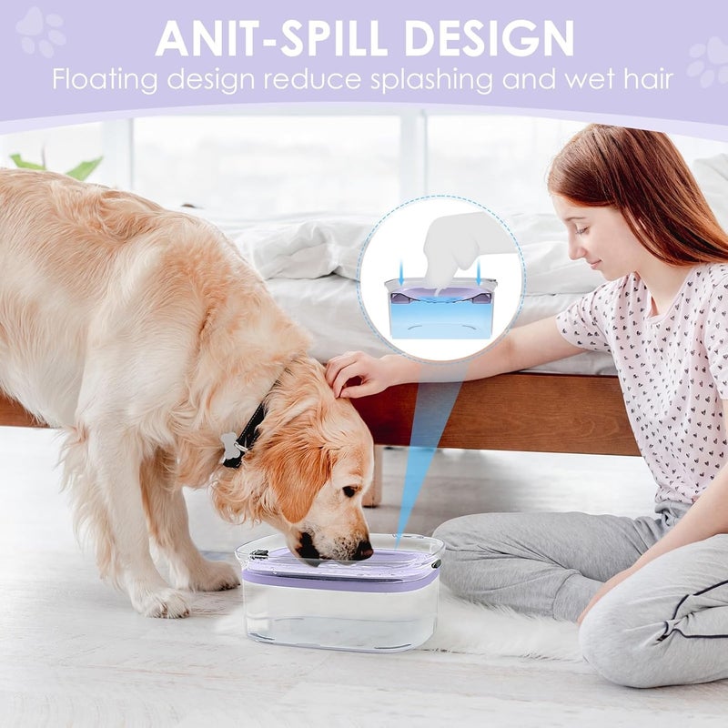 AONKEY 3L Dog Water Bowl No Spill, 101oz Large Spill Proof Dog Bowl Reduce Refill, Anti Splash No Mess Dispenser Dripless Slow Drinking Water Bowl for Sloppy Messy Drinkers (Violet) - Image 3